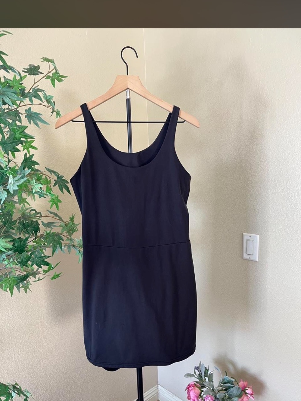CRZ YOGA Black Scoop Tank Mini Dress